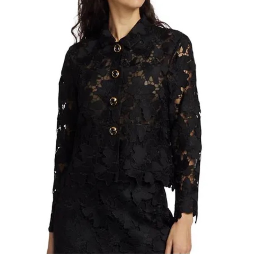 St. John Women's Classic-Collar Guipure-Lace Jacket - Picture 2 of 9
